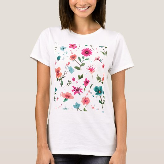 Vibrierende Blumenmuster Art T-Shirt (Vorderseite)