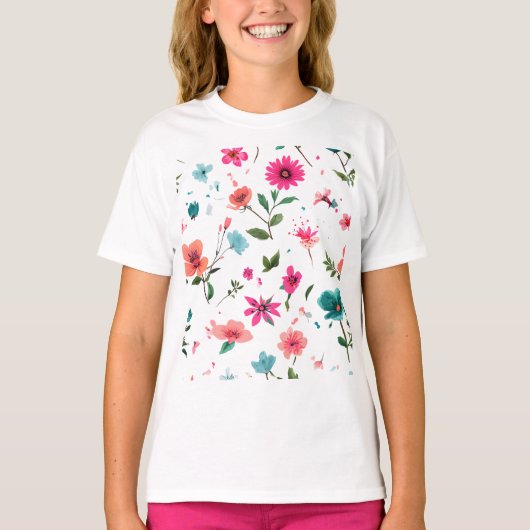 Vibrierende Blumenmuster Art T-Shirt (Vorderseite)