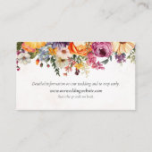 Vibrierende Blumenwatercolor - Hochzeitdetails Begleitkarte (Vorderseite)