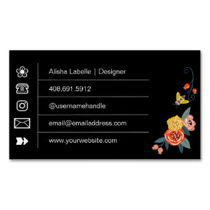 Vibrierende BlumenWildblumen u. Honig-Biene Magnetische Visitenkarte