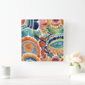 Vibrierende Blütenexplosion: Uhr der Wasserfarbenw (Zuhause)