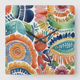 Vibrierende Blütenexplosion: Uhr der Wasserfarbenw