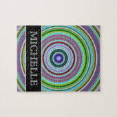 Vibrierende bunte Kreise/Ring-Muster + Name Puzzle (Horizontal)