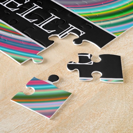 Vibrierende bunte Kreise/Ring-Muster + Name Puzzle (Seite)