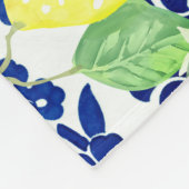 Vibrierende Land-Zitronen u. blaues Blumen| Fleecedecke (Ecke)
