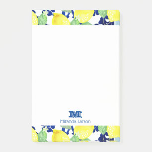 Vibrierende Land-Zitronen u. blaues Blumen  Post-it Klebezettel