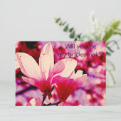 Vibrierende lila und rosa Magnolie Einladung (Stehend Vorderseite)