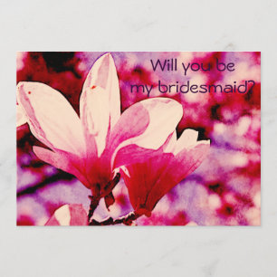 Vibrierende lila und rosa Magnolie Einladung