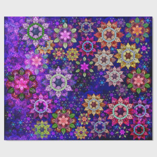 Vibrierende Mandalas von Wasserfarben Geschenkpapier (Flach)