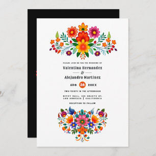 Vibrierende mexikanische Fiesta Floral Wedding Einladung