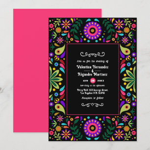 Vibrierende mexikanische Fiesta Floral Wedding Einladung