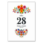 Vibrierende mexikanische Fiesta Floral Wedding Tischnummer (Rückseite)