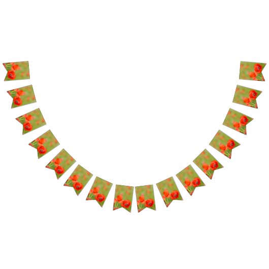 Vibrierende Mohnblumen auf einem Mohnblumengebiet Wimpelkette (Alle)