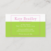 Vibrierende Pink & Green Tulip Blume Visitenkarte (Rückseite)