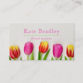 Vibrierende Pink & Green Tulip Blume Visitenkarte (Vorderseite)