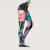 Vibrierende, rosa Flamingodruck-Leggings Leggings (Rechts)