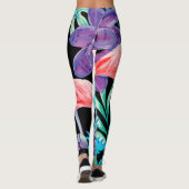 Vibrierende, rosa Flamingodruck-Leggings Leggings (Rückseite)