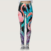 Vibrierende, rosa Flamingodruck-Leggings Leggings (Vorderseite)