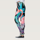 Vibrierende, rosa Flamingodruck-Leggings Leggings (Links)