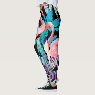 Vibrierende, rosa Flamingodruck-Leggings Leggings