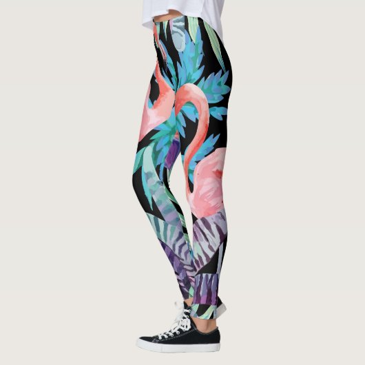 Vibrierende, rosa Flamingodruck-Leggings Leggings (Links)