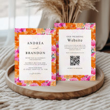 Vibrierende Rosa- und Orangefarbene Blumenhochzeit