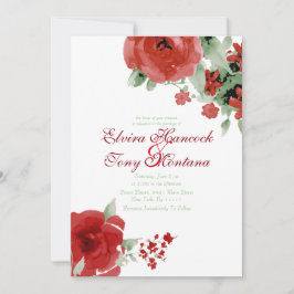Vibrierende rote Watercolor-Rose, Wedding Einladung