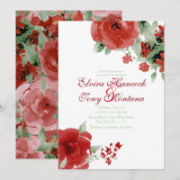 Vibrierende rote Watercolor-Rose, Wedding