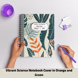 Vibrierende Science-Notebook-Abdeckung in Orange u Notizblock