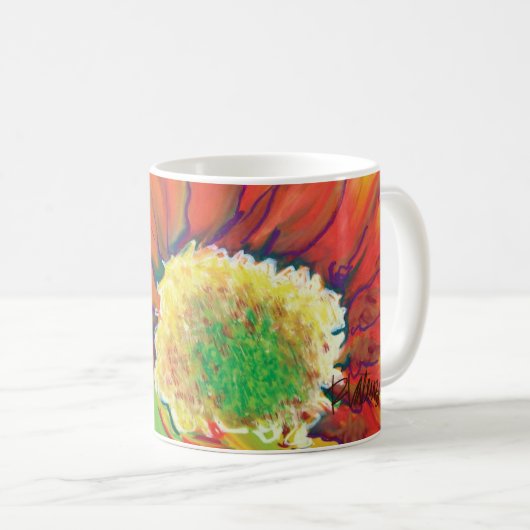 Vibrierende Sonnenblume-Tasse Kaffeetasse (VorderseiteRechts)