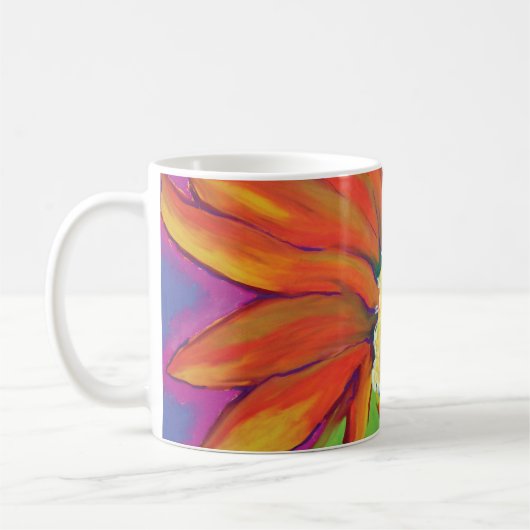 Vibrierende Sonnenblume-Tasse Kaffeetasse (Links)