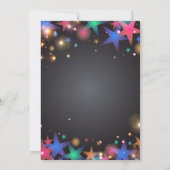 Vibrierende Sterne und Lichter am Schwarzen Neujah Einladung (Rückseite)