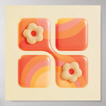 Vibrierende Tufted Flower 3d Art Print - Square Fo