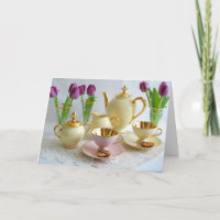 Vibrierende Vintage Tee-/Kaffee-Tulpe-Gruß-Karte
