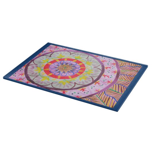 Vibrierender Aquarell-Mandalaentwurf mit Schneidebrett (Ecke)