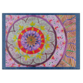 Vibrierender Aquarell-Mandalaentwurf mit Schneidebrett (Vorderseite)