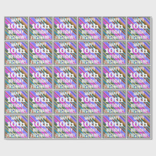 Vibrierender, bunter 10. Geburtstag + Geschenkpapier