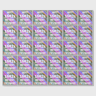 Vibrierender, bunter 19. Geburtstag + Geschenkpapier