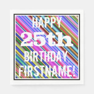 Vibrierender, bunter 25. Geburtstag + Serviette