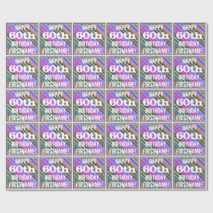 Vibrierender, bunter 60. Geburtstag + Geschenkpapier