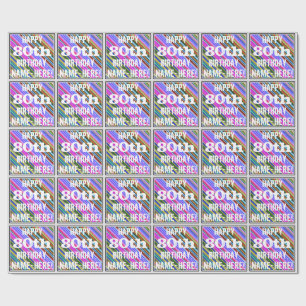 Vibrierender, bunter 80. Geburtstag + Geschenkpapier