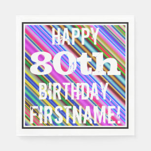 Vibrierender, bunter 80. Geburtstag + Serviette