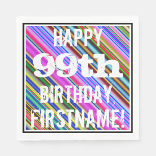 Vibrierender, bunter 99. Geburtstag + Serviette