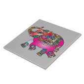Vibrierender FarbMandala-Elefant Fliese (Seite)