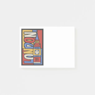 Vibrierender Handrawn Entwurf Londons, England   Post-it Klebezettel