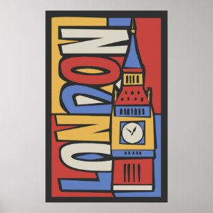 Vibrierender Handrawn Entwurf Londons, England   Poster