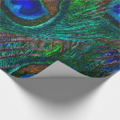 Vibrierender Pfau versieht Radierungs-Art-Dekor Geschenkpapier (Ecke)