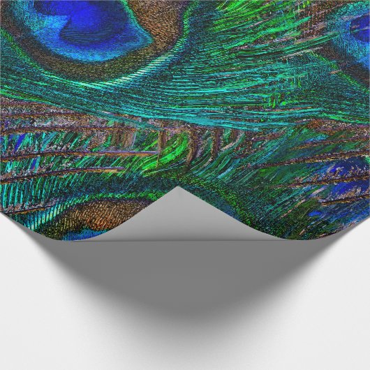 Vibrierender Pfau versieht Radierungs-Art-Dekor Geschenkpapier (Ecke)