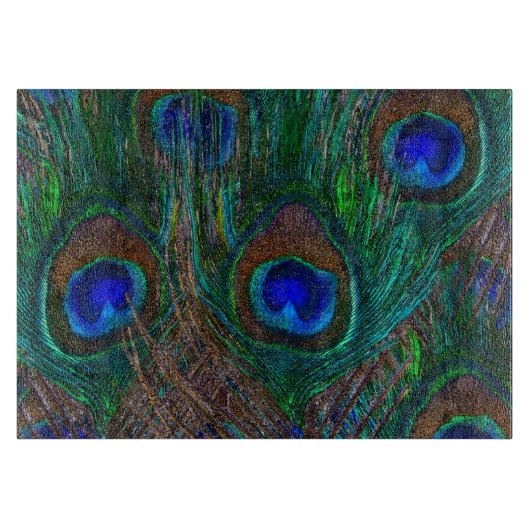 Vibrierender Pfau versieht Radierungs-Art-Dekor Schneidebrett (Vorderseite)