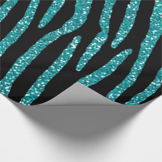 Vibrierender TürkisZebra Stripes Dekor Geschenkpapier (Ecke)